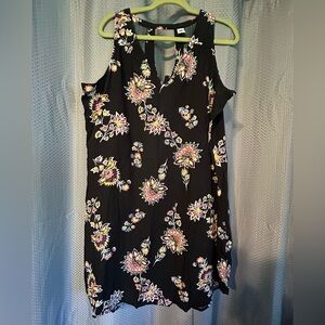 Old Navy Black Floral Sleeveless Dress XL